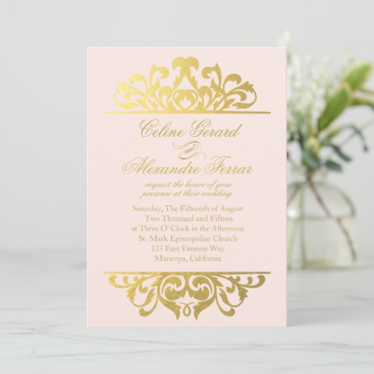 Invitation Glam Gold Foil Mariage | or roux (Debout devant)