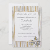 Invitation Glam Gold Glitzy Glitter Silver Unicorn Birthday (Devant)
