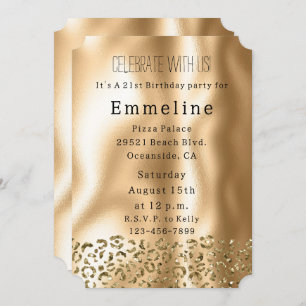 Invitation Glam Gold Glitzy Leopard