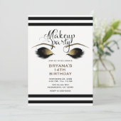 Invitation Glam Gold Maquillage Eyelashes Beauté Personnalisé (Debout devant)