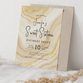 Invitation Glam Gold Marble Parties scintillant Sweet 16 Part