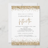 Invitation Glam Gold Paillettes Cinquantième Fête Blanche (Devant)