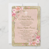 Invitation Glam Gold Parties scintillant Blush Floral First C (Devant)