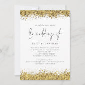 Invitation Glam Gold Parties scintillant bordures Script QR C (Devant)