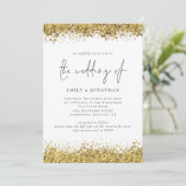 Invitation Glam Gold Parties scintillant bordures Script QR C (Debout devant)