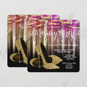 Invitation Glam Gold Parties scintillant haute talon chaussur (Devant / Derrière)