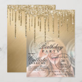 Invitation Glam Gold Parties scintillant métallique Drivers P (Devant / Derrière)