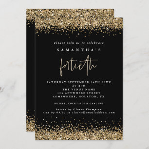 Invitation Glam Gold Parties scintillant quarantième partie N