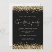 Invitation Glam Gold Parties scintillant Script Christmas Par (Devant)