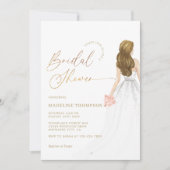 Invitation Glam Gold Script Ivory Bride Gown Fête des mariées (Devant)