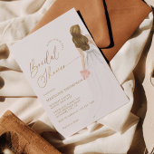 Invitation Glam Gold Script Ivory Bride Gown Fête des mariées