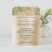 Invitation Glam Gold Tropical Feuilles Sparkle Mariage (Debout devant)