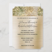 Invitation Glam Gold Tropical Feuilles Sparkle Mariage (Devant)