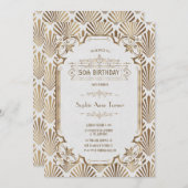 Invitation Glam Gold White Art Déco Gatsby 50e anniversaire (Devant / Derrière)