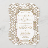 Invitation Glam Gold White Great Gatsby 1920 Mariage (Devant / Derrière)
