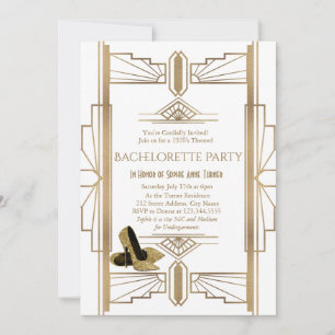 Invitation Glam Gold White Great Gatsby Bachelorette Party