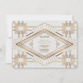 Invitation Glam Gold White Great Gatsby Réception de mariage (Devant)