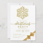 Invitation Glam Gold Winter Parties scintillant Snowflake Com (Devant)