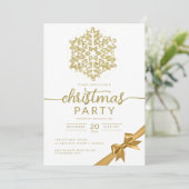 Invitation Glam Gold Winter Parties scintillant Snowflake Com (Debout devant)