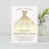 Invitation Glam Gold Yellow Sparkle robe sucré 16e anniversai (Debout devant)