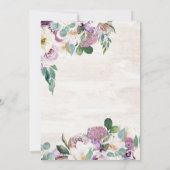 Invitation Glam Gown Rustic Floral Lavender Fête des mariées (Dos)