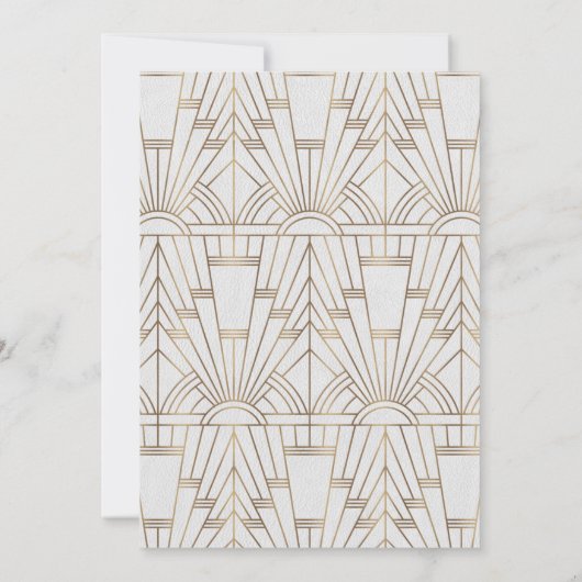 Invitation Glam Great Gatsby White Art Déco Mariage des année (Dos)