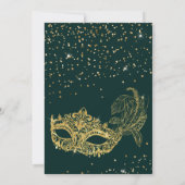 Invitation Glam Green Gold Parties scintillant Masquerade ann (Dos)