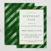 Invitation Glam Green Stripe Motif Anniversaire (Devant / Derrière)