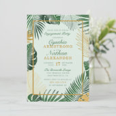 Invitation Glam Green Tropical Feuilles tendance (Debout devant)