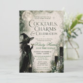 Invitation Glam Green Witch 21e Anniversaire (Debout devant)