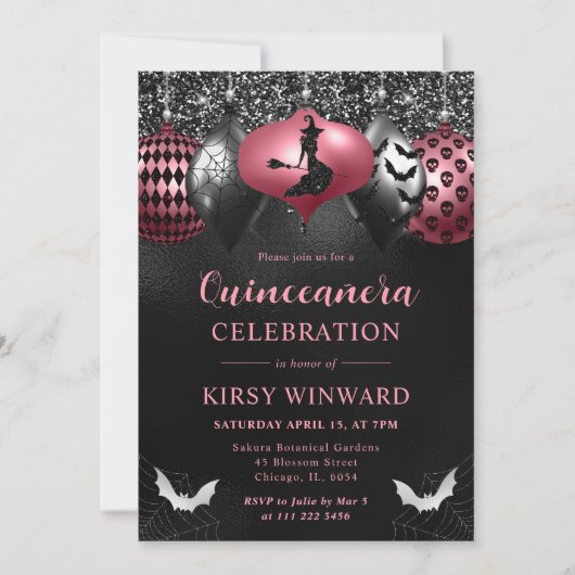 Invitation Glam Halloween Ornements Quinceanera (Devant)