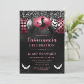 Invitation Glam Halloween Ornements Quinceanera (Debout devant)