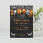 Invitation Glam Halloween Ornements Quinceanera (Debout devant)