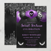 Invitation Glam Halloween Ornements Sweet 16 (Devant / Derrière)