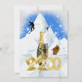 Invitation Glam hiver ski alpes chalet champagne (Devant)