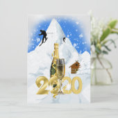 Invitation Glam hiver ski alpes chalet champagne (Debout devant)