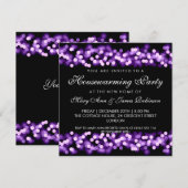 Invitation Glam Hollywood violet de la fête du réchauffement (Devant / Derrière)