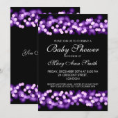 Invitation Glam hollywoodien violet Baby shower élégant (Devant / Derrière)