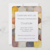 Invitation Glam Honey Comb Blush Champagne Abstrait Anniversa (Devant)