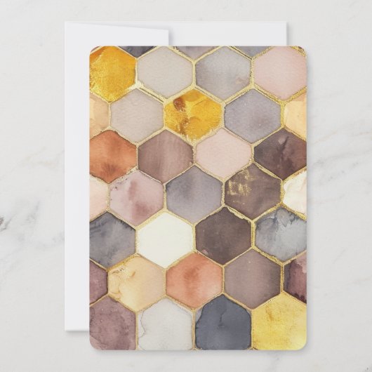 Invitation Glam Honey Comb Blush Champagne Mariage Abstrait (Dos)