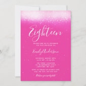 Invitation Glam Hot Pink 18e anniversaire (Devant)