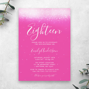 Invitation Glam Hot Pink 18e anniversaire