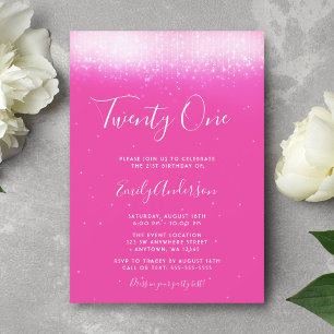 Invitation Glam Hot Pink 21e anniversaire