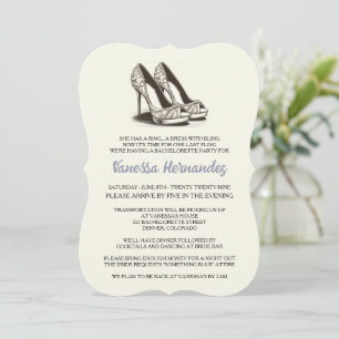 Invitation Glam ivoire Chaussures Bachelorette Party