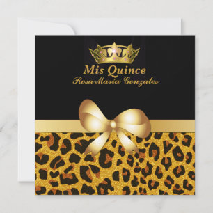 Invitation Glam Jaguar Imprimer & Crown Quinceañera Invitatio