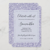 Invitation Glam Lavender Lilac Purple Parties scintillant (Devant / Derrière)