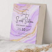 Invitation Glam Lavender violet Parties scintillant en marbre