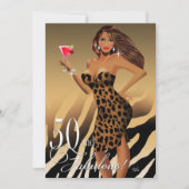 Invitation Glam Leopard Bombshell 50e anniversaire| tan (Devant)