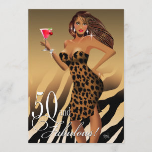 Invitation Glam Leopard Bombshell 50e anniversaire  tan
