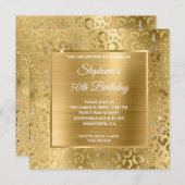 Invitation Glam léopard Gold Foil 50e anniversaire (Devant / Derrière)